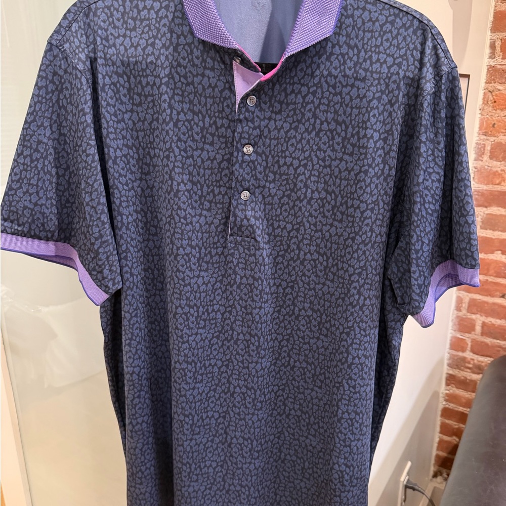 Greyson Navy Polo with Lavender Trim